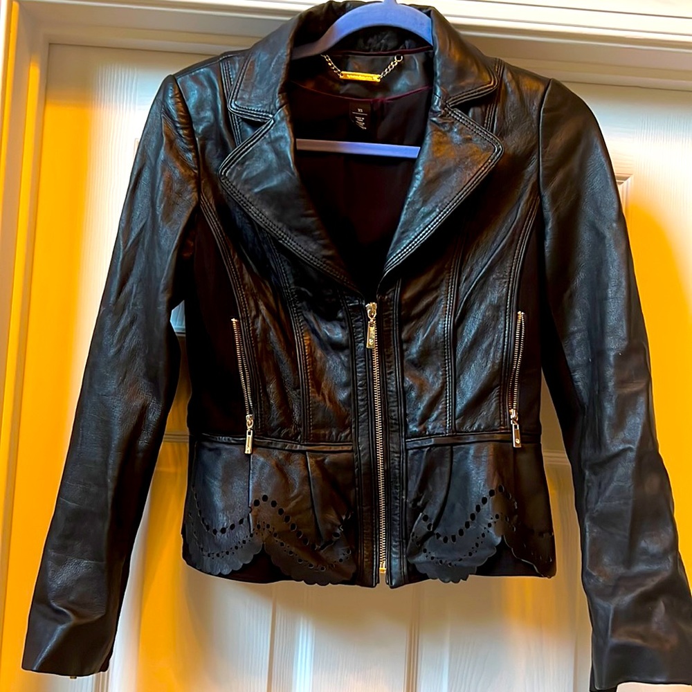 Tailored black leather jacket